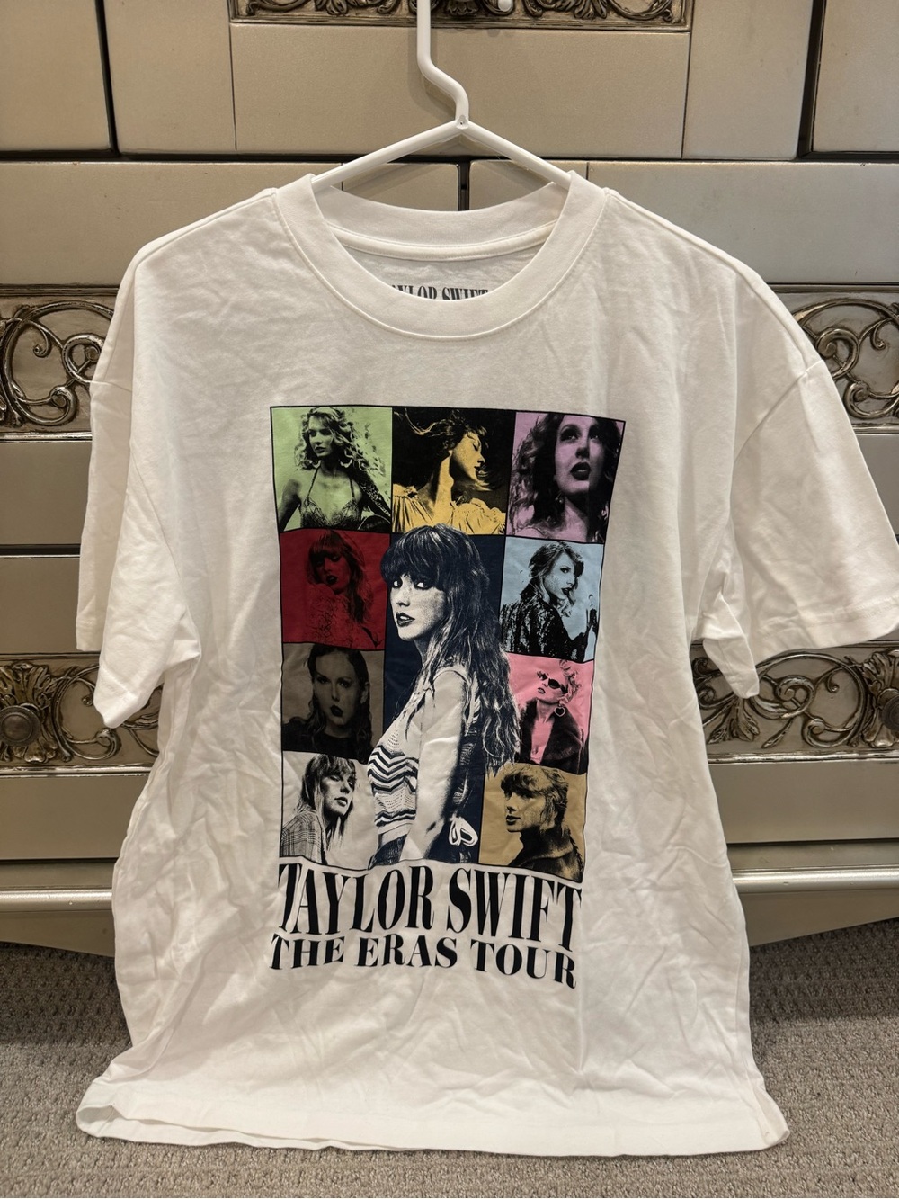 Taylor Swift White Multicolor Photo Grid Graphic Tee